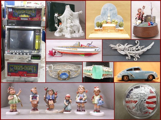 Slot Machine, Vintage Fishing, Sterling and Antiques (orange tag)