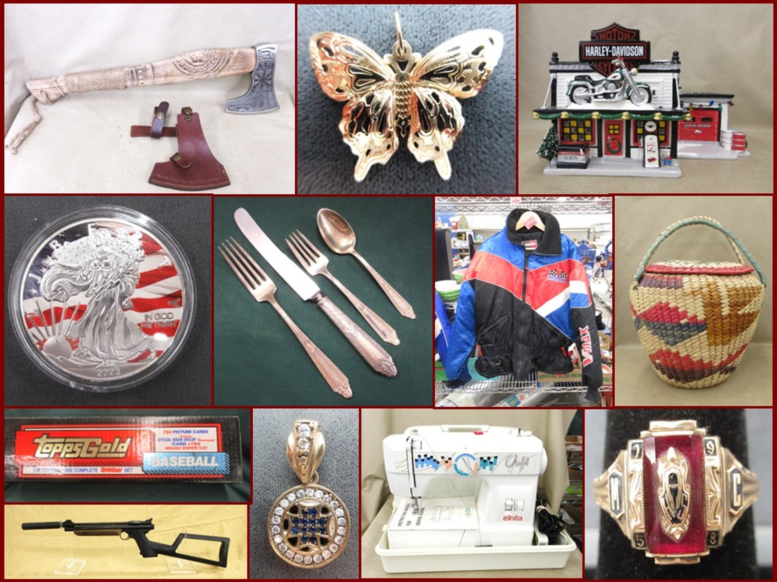 Image for Sterling Silver, BB Guns, New Knives, Sports Card and Collectibles (red tag)