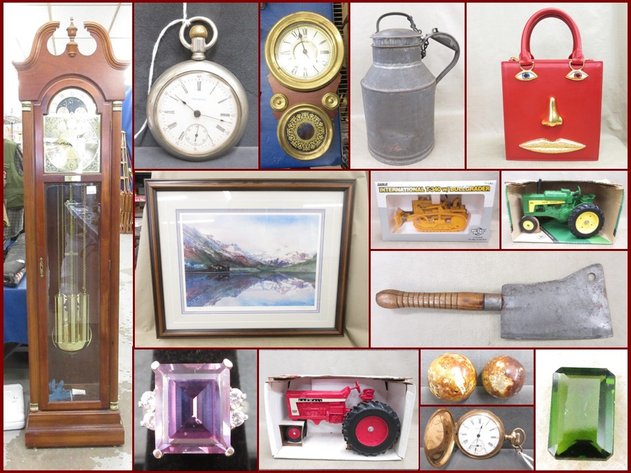 Grandfather Clock, Die-Cast, Sterling Silver Jewelry and Collectibles (pink tag)