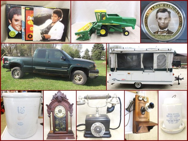 2003 Chevy Pickup, Camper, Coins, Tokens, Toys, BB Guns and Antiques (purple tag)