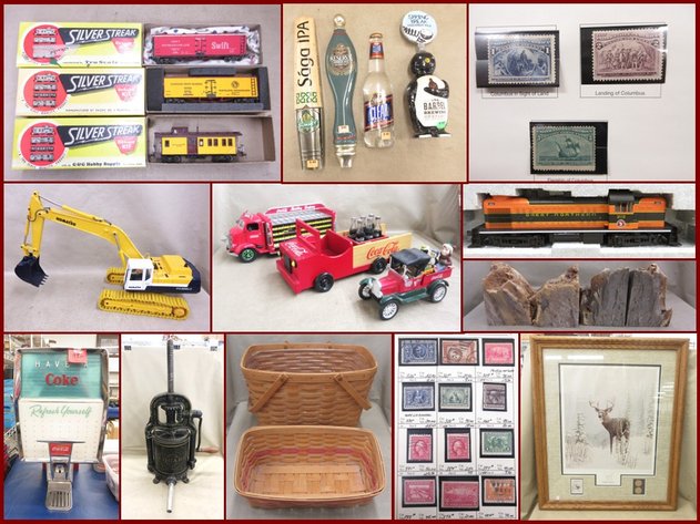 Collector Stamps. Model Trains, Blow Molds, Antiques and New Products (red tag)