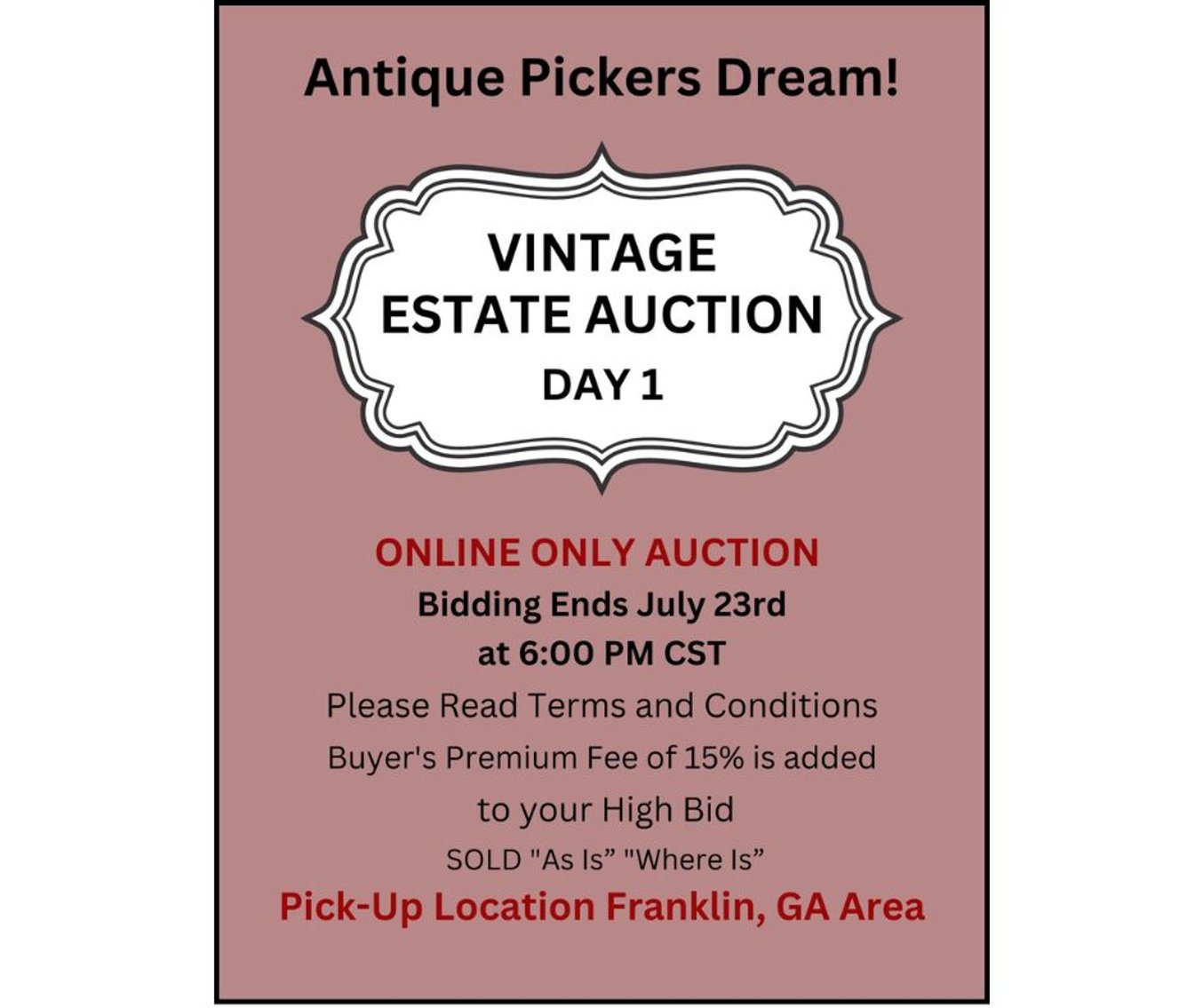 Image for Vintage Estate Auction Day 1