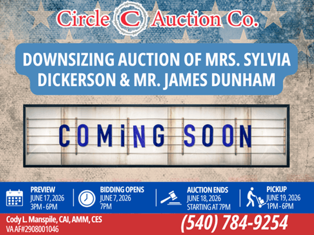 Image for COMING SOON! DOWNSIZING AUCTION OF MRS. SYLVIA DICKERSON & MR. JAMES DUNHAM