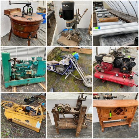 Image for Rostraver Township, PA - Antiques, Primitives, Furniture, Hummels, Costume Jewelry, Toys, Tools, Industrial Generators, Farm Equipment, Tree Spade, Scrap Trucks, NOS Hardware and Stovepipe.