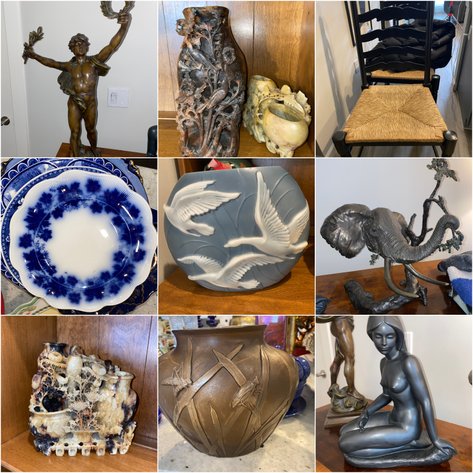 Image for McMurray, PA – One of a Kind Auction: Bronze Sculptures, Turquois, Surveyors Transit, Artwork, Steeler Memorabilia, Sterling Jewelry, Watches, Post Cards Many with Stamps, Cobalt Blue, Soapstone, Furniture and Much More!