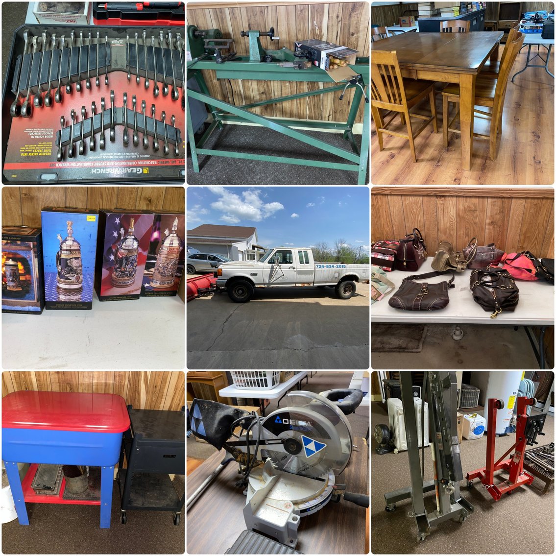 Image for Mt. Pleasant, PA - Woodworking equipment, Hand tools, Harley Davidson Collectibles, Household Furniture, New in Box Kitchen Items, Designer Purses, and more!