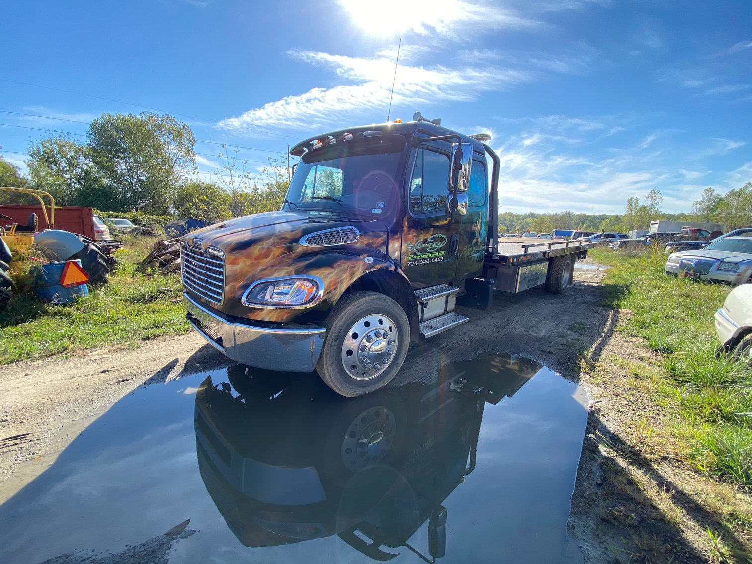 Image for Farrell, PA -- FREIGHTLINER WRECKER & ROLLBACK TRUCKS, OPERATING TOWING BUSINESS, EQUIPMENT, TOOLS, AND MORE!