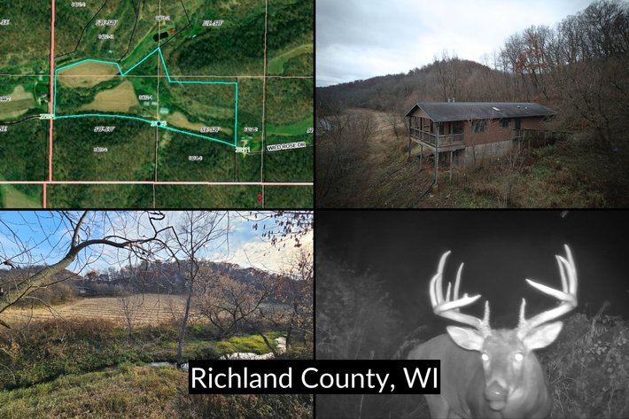 Image for 35± Acre Recreational Paradise, Wooded Bluff Land & Active Trout Stream, 3 Bedroom, 2 Bath Fixer Upper Home & Outbuildings Near Blue River - Richland County, WI