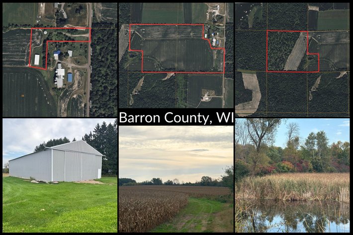 Image for Diverse 3 Parcel Land Auction – From Buildable Acreage To Farmland & Wooded Hunting Tract With Pond Near Arland - Barron County, WI