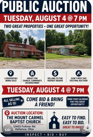 Mount Carmel Baptist Church Auction