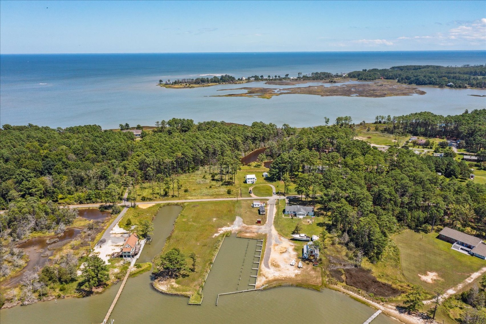 Image for Income Producing Waterfront Estate Mathews VA - Potential Annual Income $138,500 - Ranch Home - Guest Cottage -  Boat Ramp and 15 Slips - Fronting Billups Creek; 967 Lillys Neck Rd