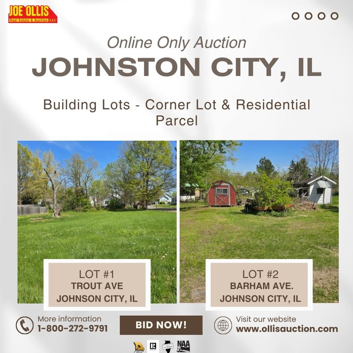 Image for ONLINE AUCTION: Two Johnston City Building Lots - Corner Lot & Residential Parcel