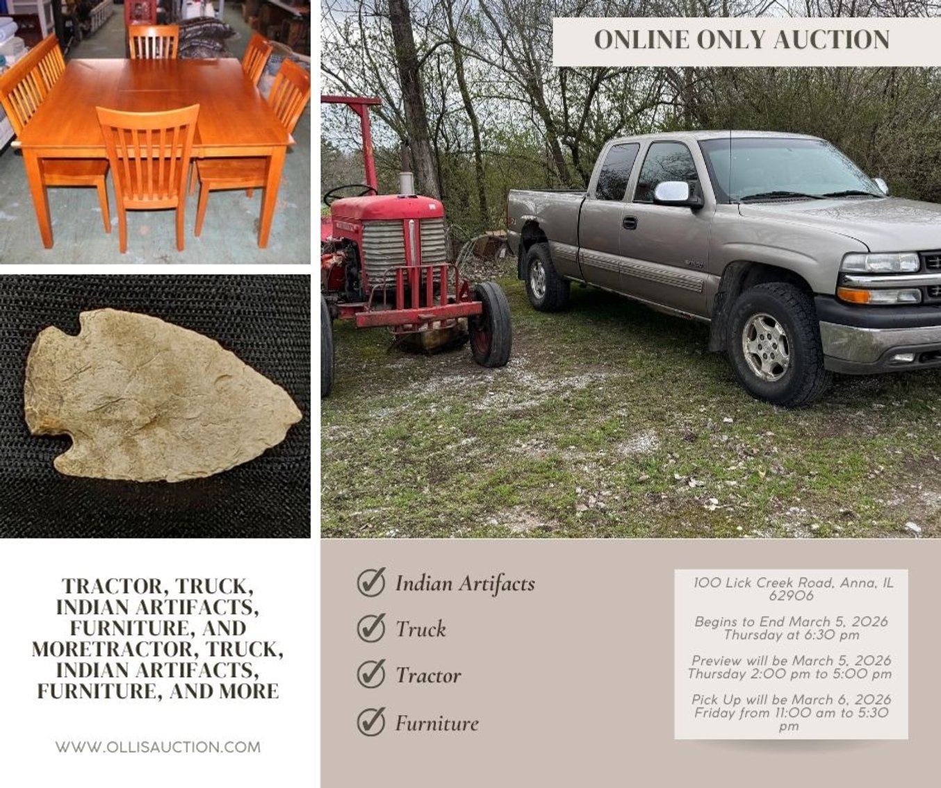 Image for Tractor, Truck, Indian Artifacts, Furniture, and More