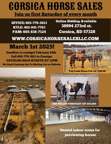 Image for Corsica Horse Sales Catalog Sale - SATURDAY, MARCH 1ST - Corsica, South Dakota
