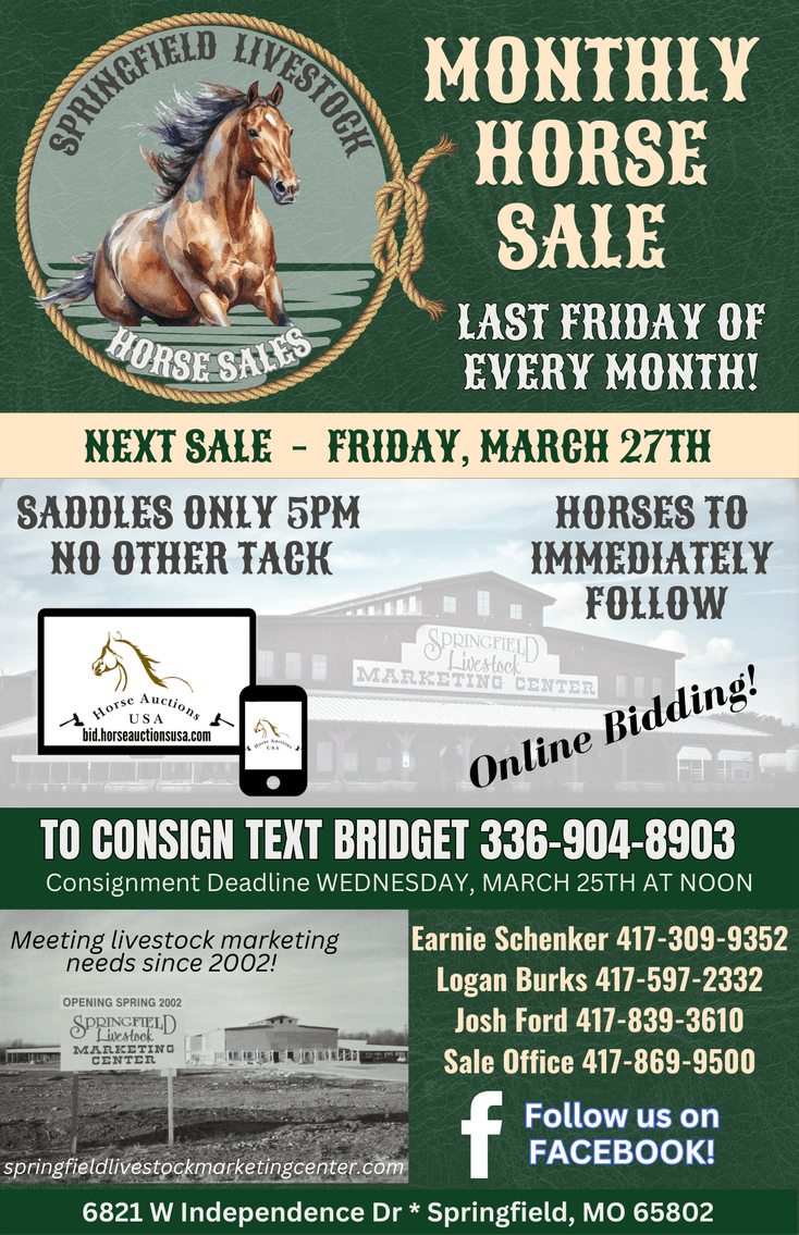 Image for Springfield Livestock Horse Sale FRIDAY MARCH 27TH - Springfield, MO