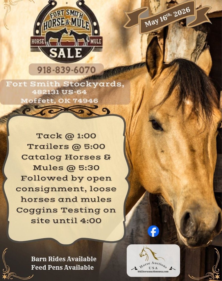 Image for Fort Smith Horse & Mule Sale - SATURDAY, MAY 16TH - Moffett, Oklahoma