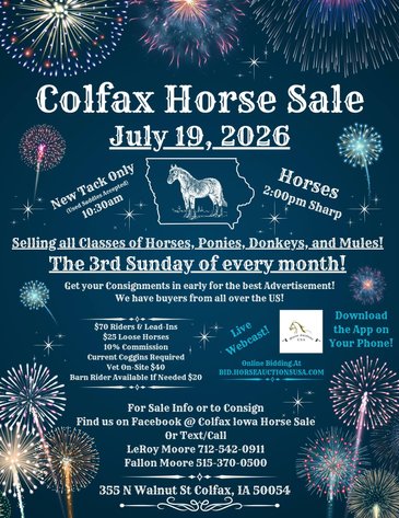 Image for Colfax Horse Sale  - SUNDAY, JULY 19TH - Colfax, Iowa