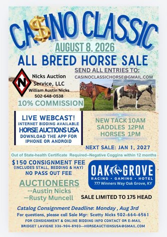 Image for Casino Classic All Breed Horse Sale - Oak Grove, Kentucky SATURDAY,  AUGUST 8TH