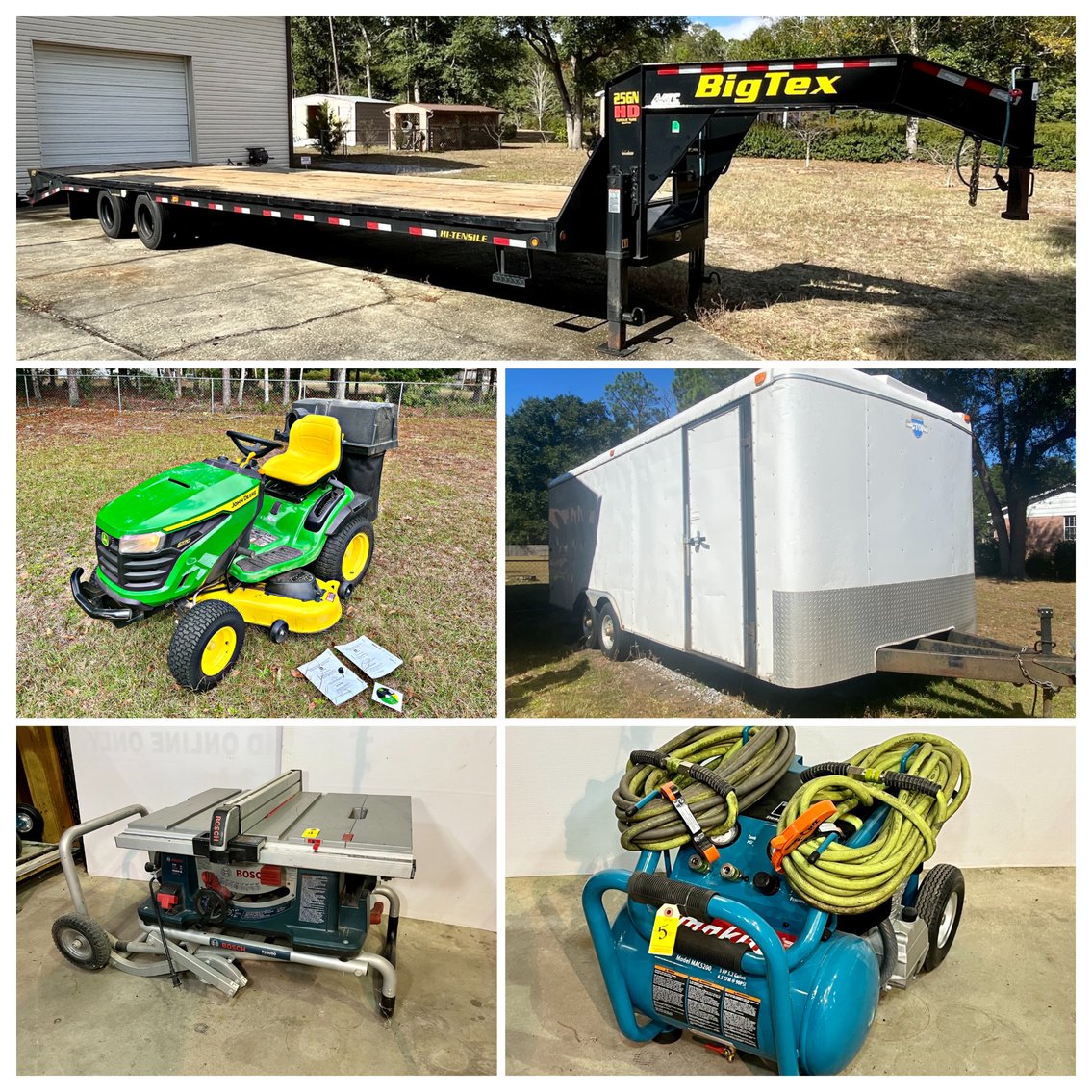 Image for Bagdad Estate - Big Tex, Box Trailer, JD Lawn Tractor, Dump Trailer, Motocross, Good Tools, Cabinets, Like New Furniture and More.