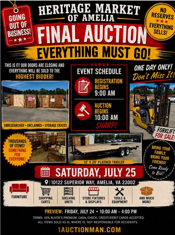 Image for HERITAGE MARKET OF AMELIA – FINAL AUCTION!