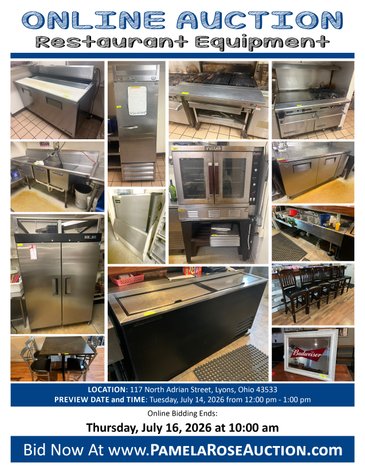 Image for (Lyons OH) Restaurant Equipment Faten's Den Restaurant Lyons OH - Items Selling Individually (N. Adrian St)