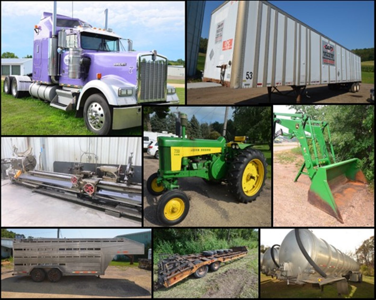 Image for KW W900 SEMI, JD 730 TRACTOR, JD H480 LOADER, METAL LATHE, TRAILERS AND MORE - Multiple Locations