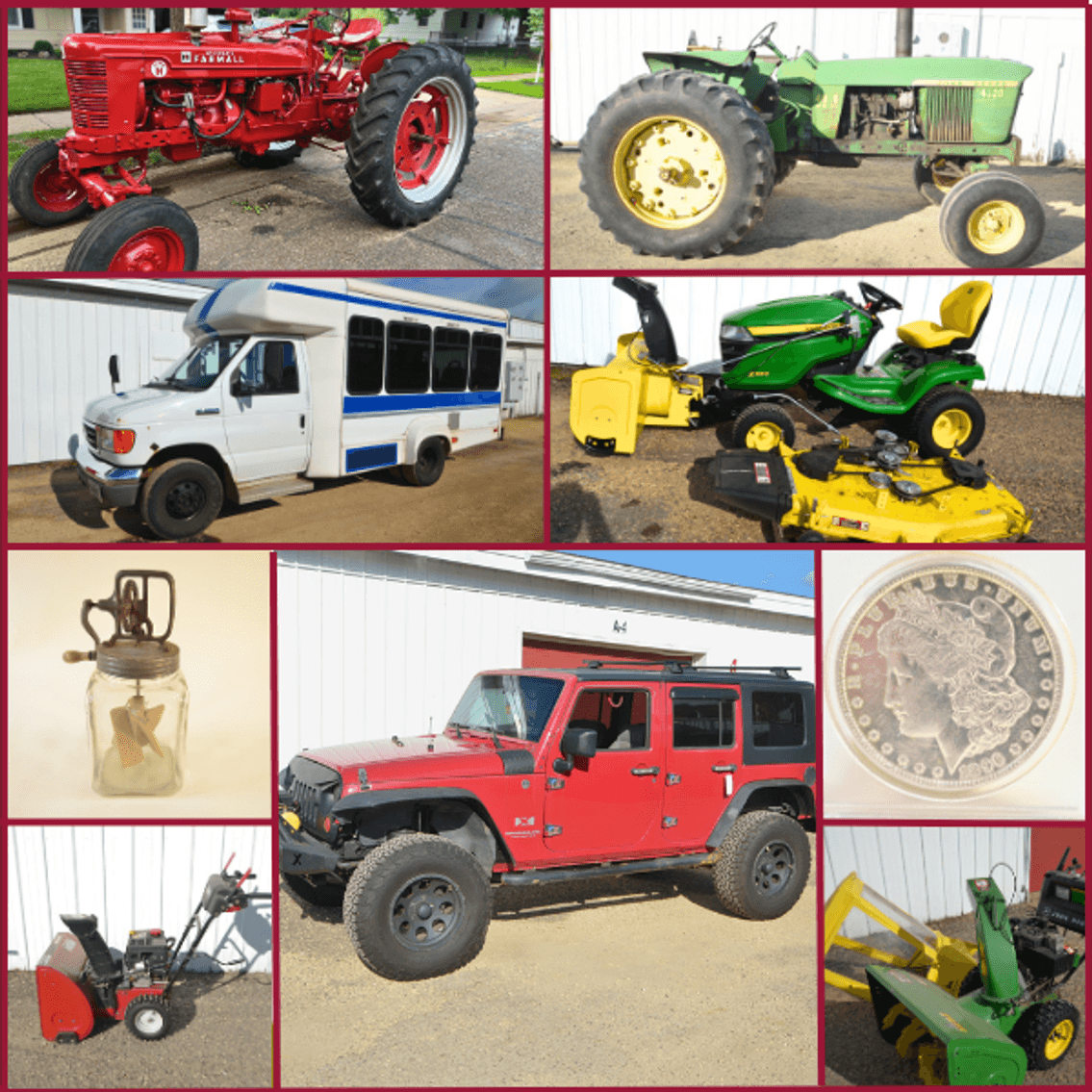 Image for JEEP WRANGLER, SHIPPING CONTAINERS, TRACTORS, JD LAWN MOWER, SNOW BLOWERS, PLUS MORE! - Mondovi, WI