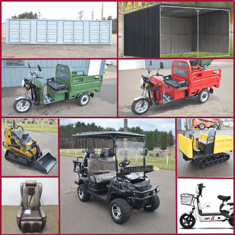 MINI SKID STEERS, SHIPPING CONTAINER, ELECTRIC RIDES & MORE - Mondovi, WI
