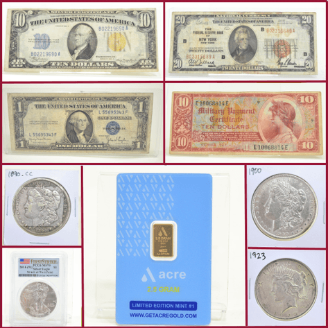 SILVER COINS AND PAPER CURRENCY - Mondovi, WI