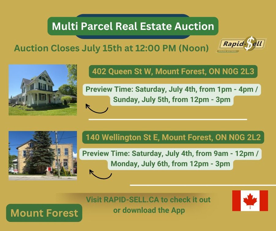 Image for UNRESERVED - Multi Parcel Real Estate Auction - Mount Forest
