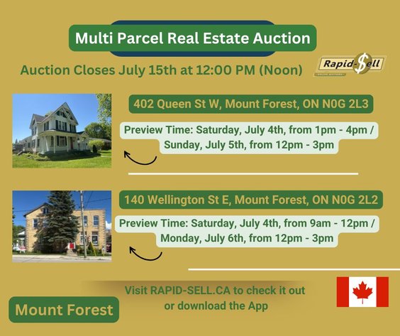 Image for UNRESERVED - Multi Parcel Real Estate Auction - Mount Forest