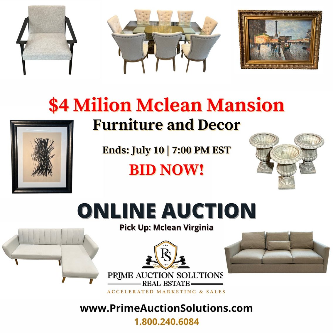 Image for $4 Million Mclean Mansion Furniture & Decor Online Auction
