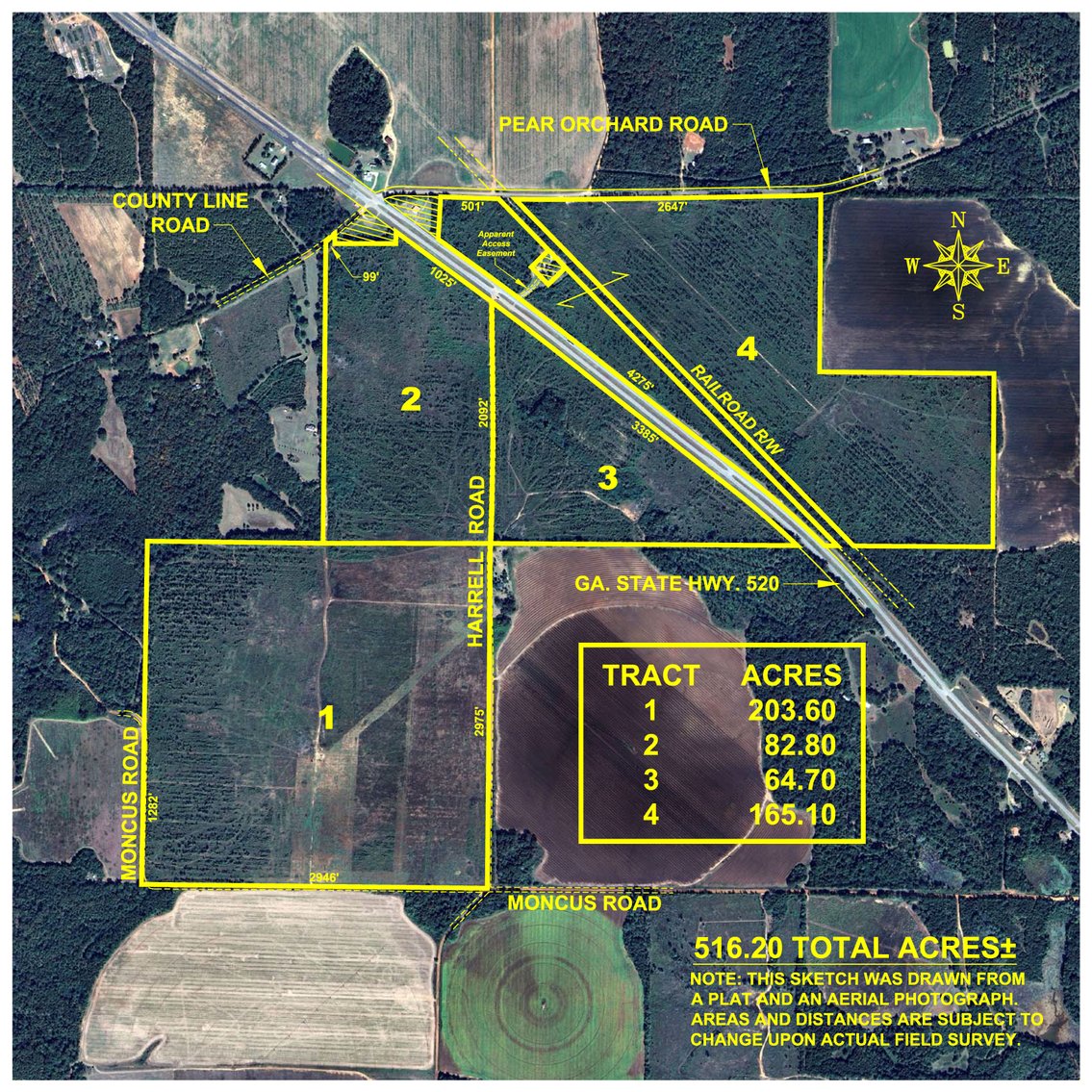 Image for 516.20 +/- Acres – The Chambliss Place  (4) - Prime Terrell County Recreational Tracts - Row Crop Cultivation Potential