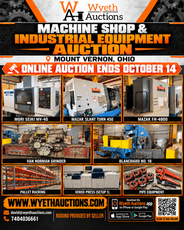 Image for Mount Vernon Ohio Machine Shop & Industrial Equipment Online Auction Oct 14
