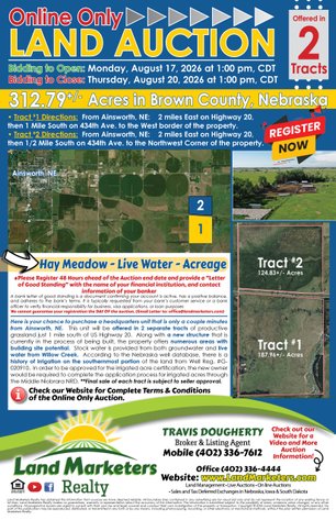 Image for Willow Creek LLC Online Only Land Auction - 312.79+/- Acres Offered in 2 Tracts