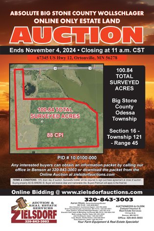 Image for Absolute -  Big Stone County - Wollschlager Estate -  Farm Land Auction