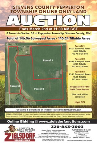 Image for Stevens County Pepperton Township Online Only Land Auction
