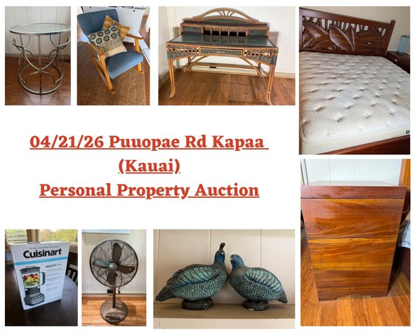 Image for 04/21/26 Puuopae Rd Kapaa (Kauai) Personal Property Auction