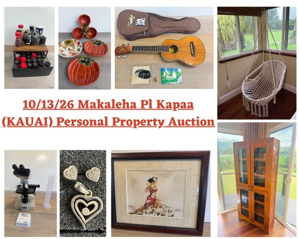 Image for 10/13/26 Makaleha Pl Kapaa (KAUAI) Personal Property Auction