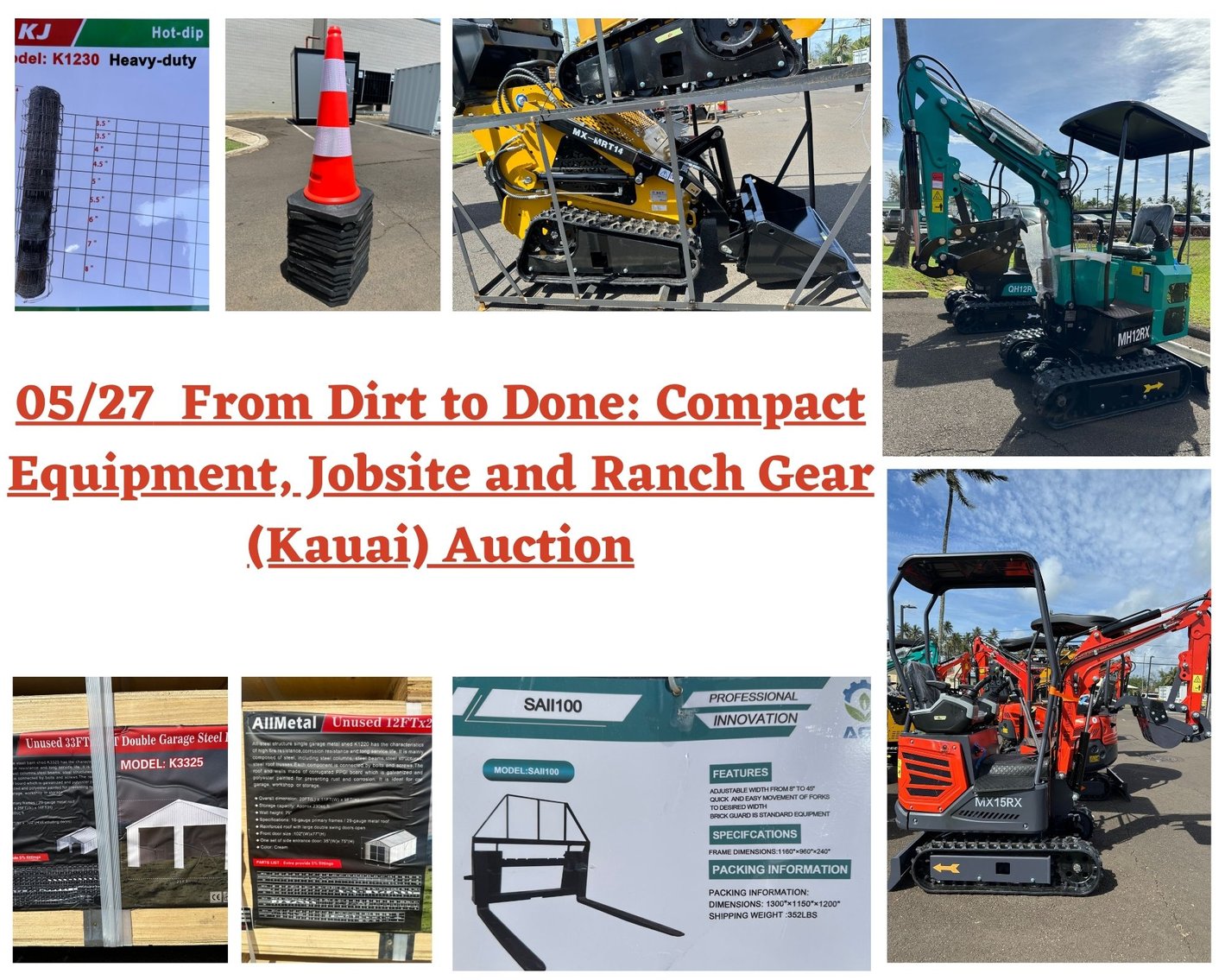 Image for 05/27  From Dirt to Done: Compact Equipment, Jobsite and Ranch Gear (Kauai) Auction