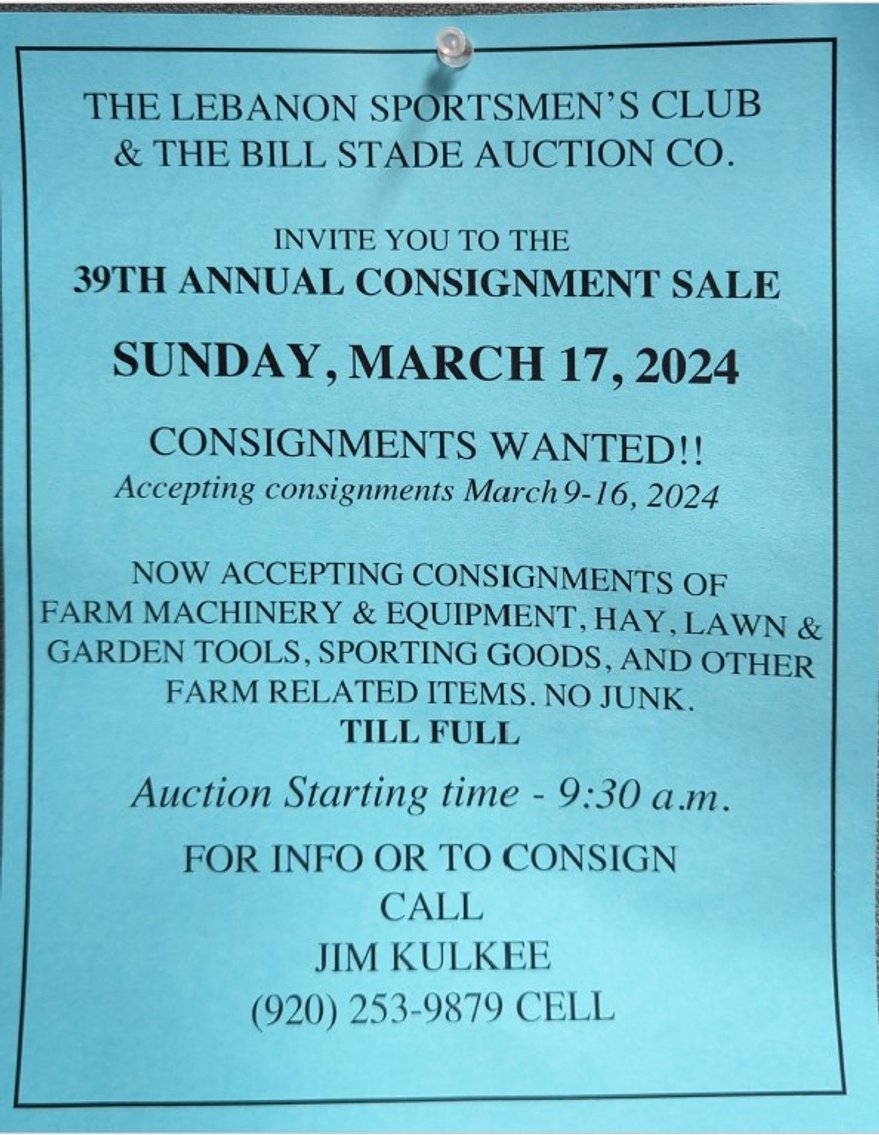 Image for 39TH ANNUAL LEBANON SPORTSMEN'S CLUB CONSIGNMENT SALE - Live Event