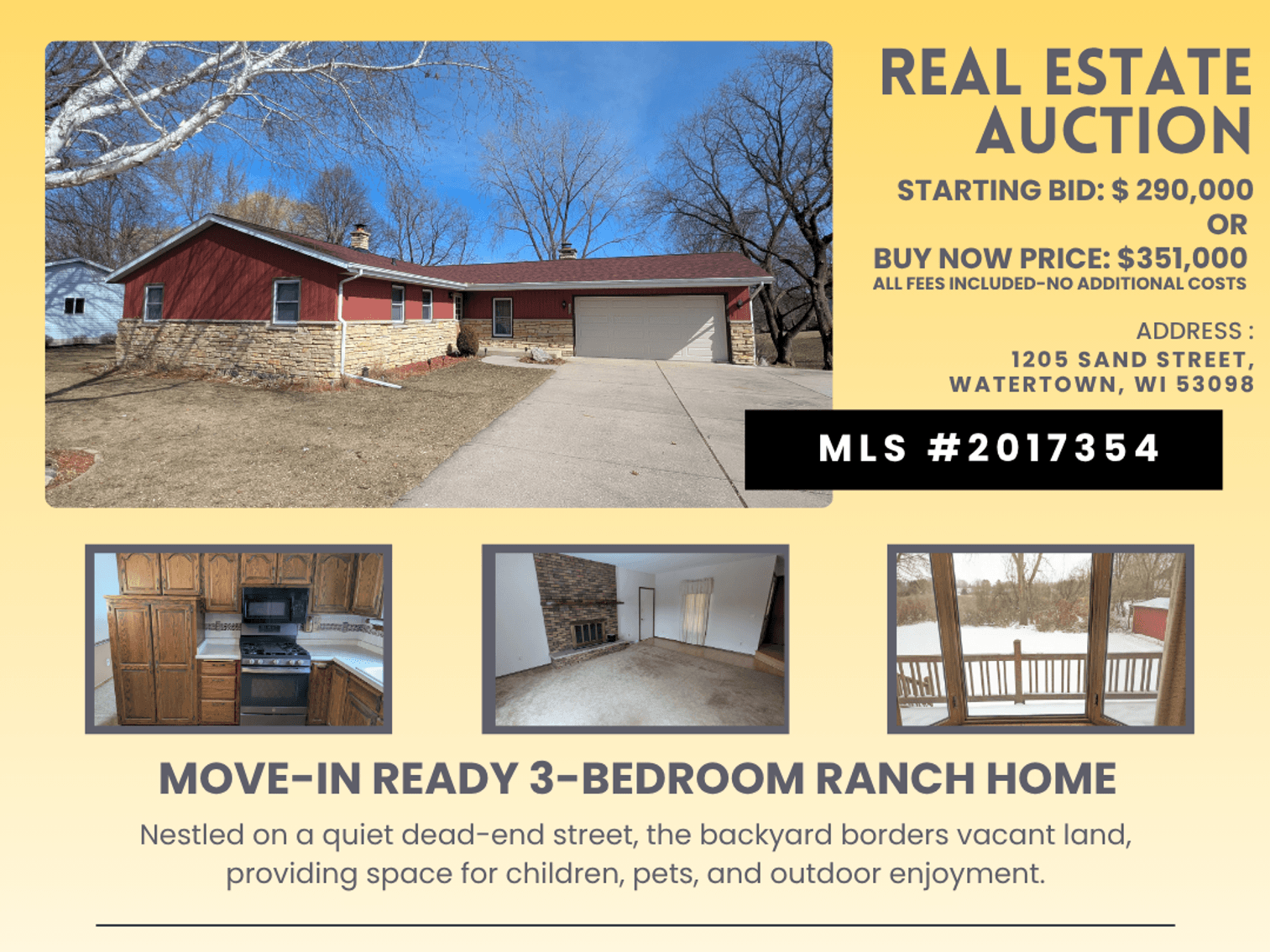 Image for May 2026 1205 Sand St. Watertown, WI 3-bdrm Ranch Home