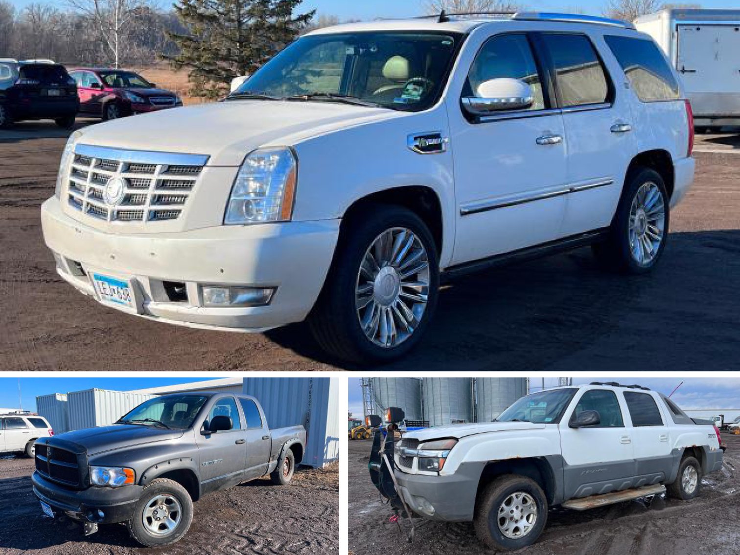 2010 Cadillac Hybrid SUV, 2002 Chevrolet Avalanche 4WD, 2003 Dodge 1500