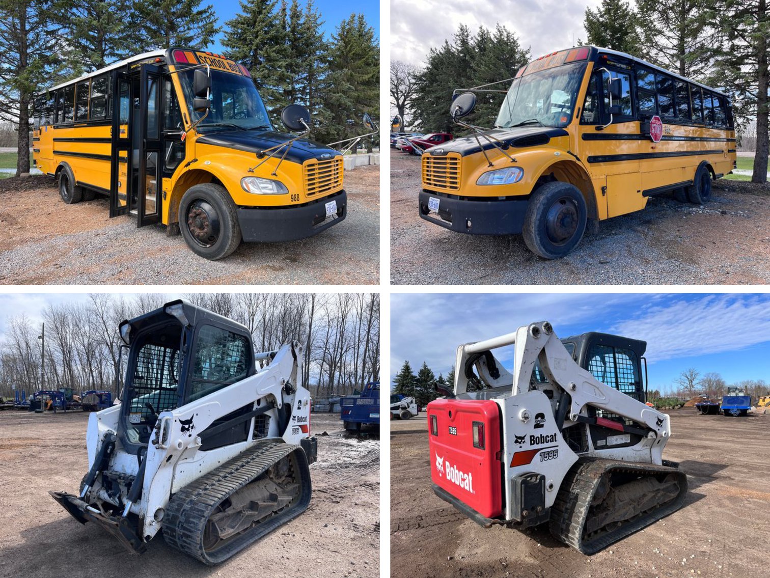 2019 Bobcat T595 Track Skid Steer & 2009 Thomas Freightliner Bus