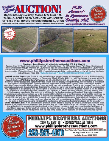 Image for SOLD!!!  ONLINE LAND AUCTION!  74.96 Acres+/- fenced with creek near 