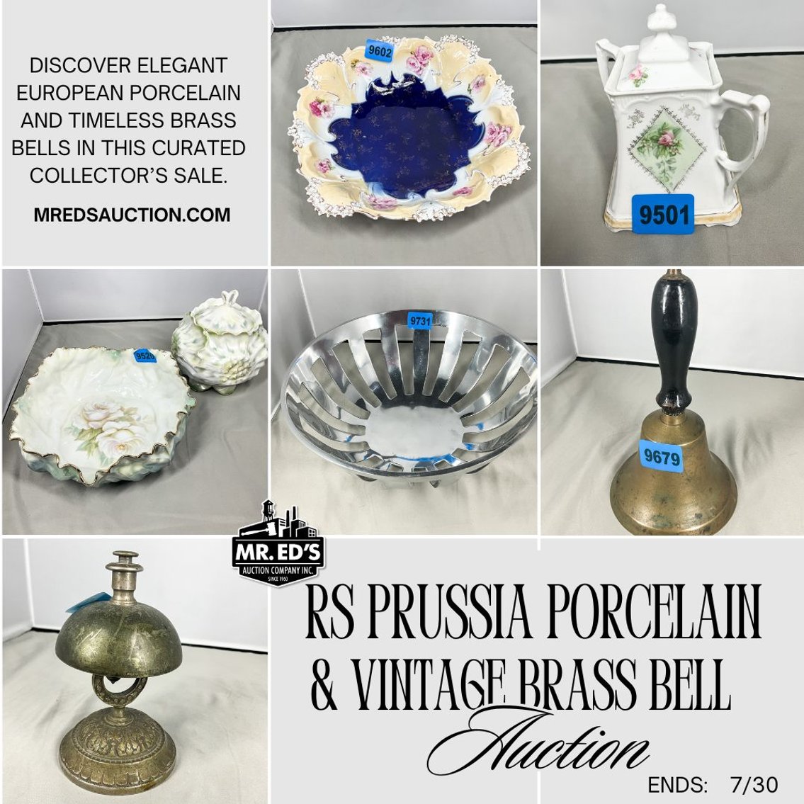 Image for RS Prussia Porcelain & Vintage Brass Bell Auction