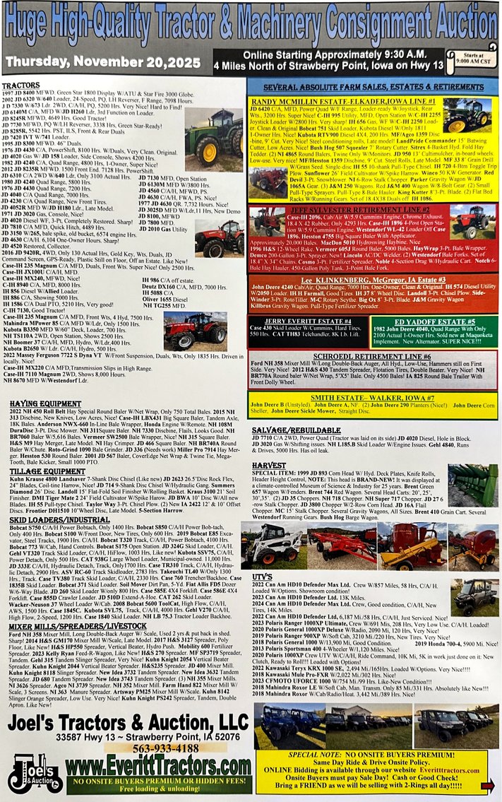 Image for Ring #2-Huge Tractor & Machinery Online & Live Auction  11/20/2025