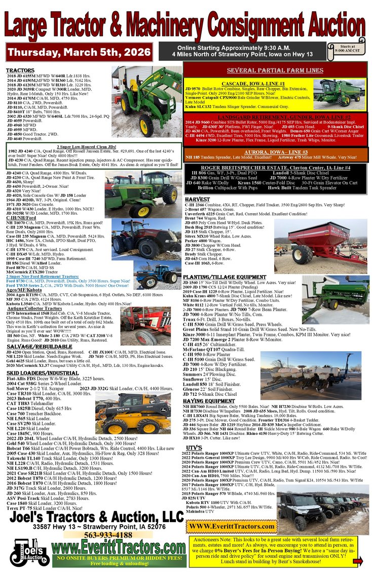 Image for Ring #2 - Large Live & Online Tractor & Machinery Consignment Auction - March 5, 2026