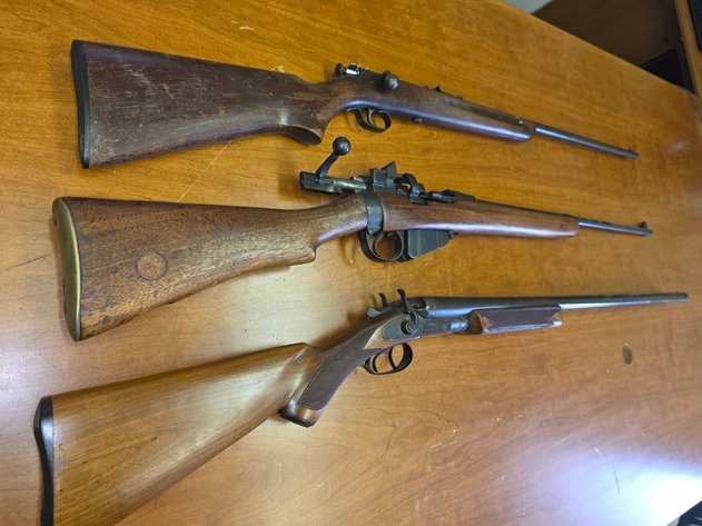 Image for Three Vintage Long Guns | Two Rifles: 1924 Lee-Enfield .303 and Winchester Model 67 .22 Short  |  Belgian Double Barrel Percussion Shotgun:  1880/90 Occidental The Interchangeable | Online Auction | Located Richmond, VA