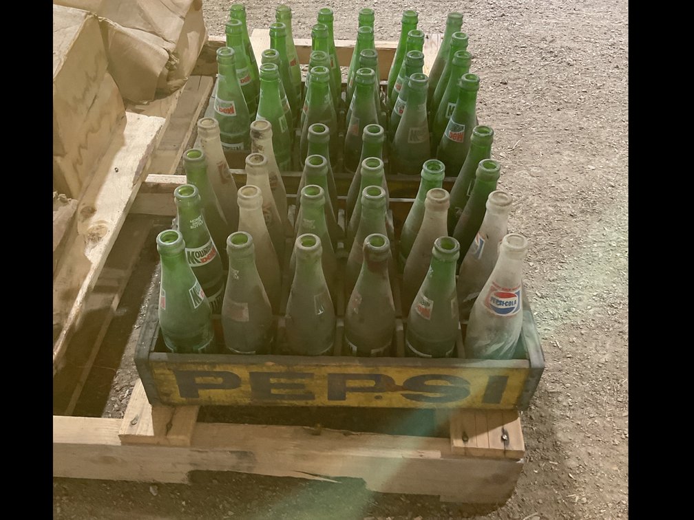 Two flats mt dew glass bottles